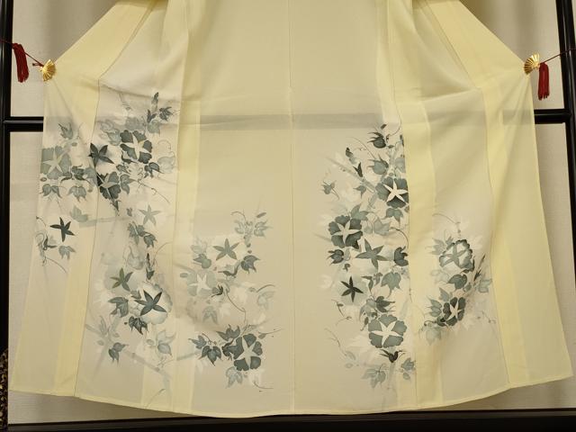 平和屋着物＊夏物　訪問着　絽　手描き　朝顔　正絹　逸品　AABL0796jd