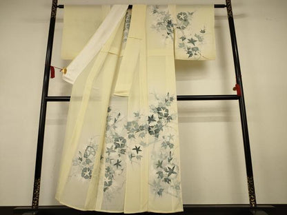 平和屋着物＊夏物　訪問着　絽　手描き　朝顔　正絹　逸品　AABL0796jd