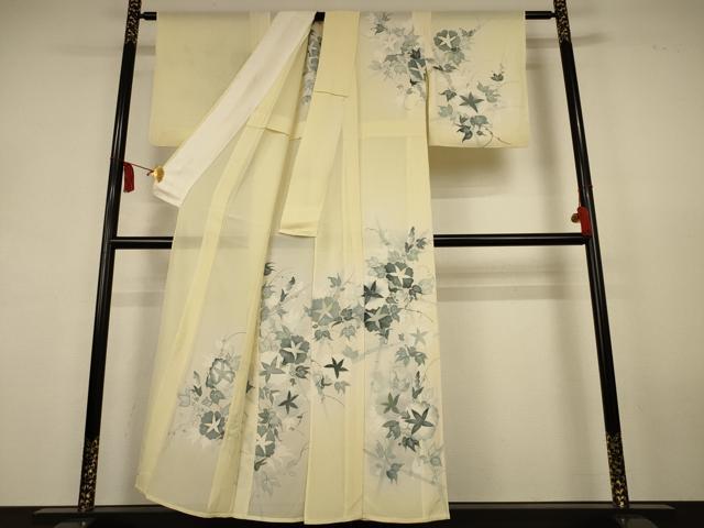 平和屋着物＊夏物　訪問着　絽　手描き　朝顔　正絹　逸品　AABL0796jd