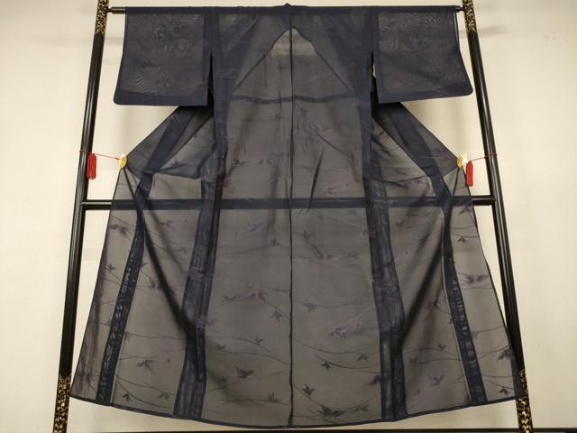 平和屋着物＊夏物　小紋　紗　芝花文　正絹　逸品　AABL0799jd