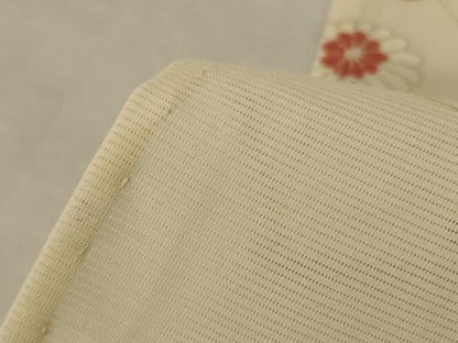 平和屋着物＊夏物　小紋　絽　草花文　銀彩　正絹　逸品　AABL0801jd