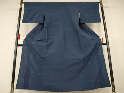 平和屋着物＊夏物　小紋　ちぢみ織　横段文　銀座越後屋扱い　綿麻　AABL0802jd