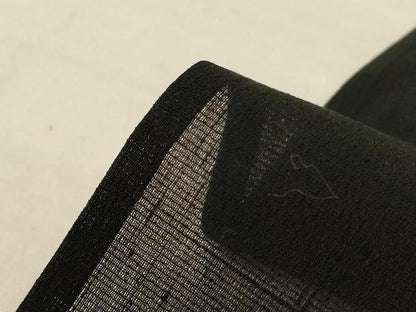 平和屋着物＊夏物　紗紬　総刺繍　蝙蝠　月　黒地　正絹　逸品　AABL0803jd