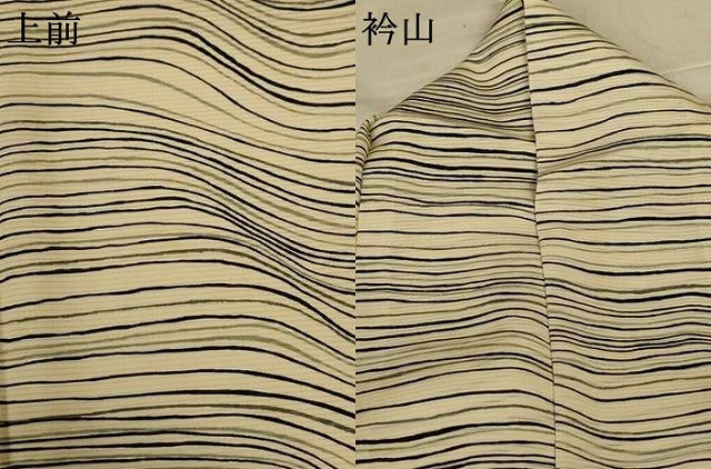 平和屋着物＊夏物　小紋　絽　変わり縞　正絹　逸品　AABL0804jd