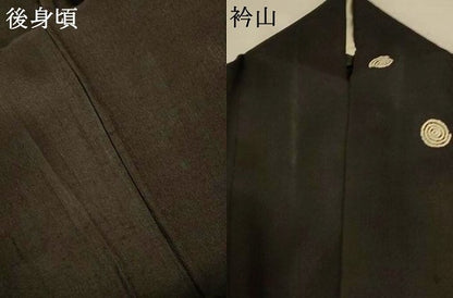 平和屋着物＊夏物　小紋　紗紬　渦　黒地　正絹　逸品　AABL0806jd