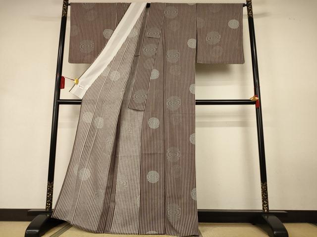 平和屋着物＊夏物　小紋　紗　渦　やまと誂製　洗える着物　AABL0807jd