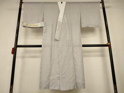 平和屋着物＊夏物　本場小千谷麻絽襦袢　白鼠色　小千谷織物　証紙付き　麻　逸品　AABL0808jd