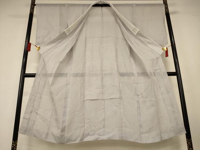 平和屋着物＊夏物　本場小千谷麻絽襦袢　白鼠色　小千谷織物　証紙付き　麻　逸品　AABL0808jd