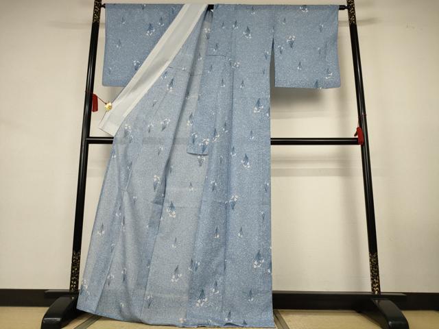 平和屋着物＊夏物　小紋　絽　草花文　洗える着物　AABL0813jd