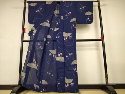 平和屋着物＊夏物　小紋　紗　梟　洗える着物　AABL0823jd