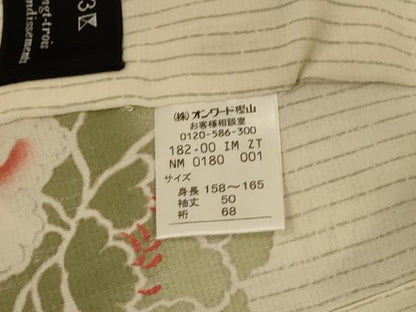 平和屋着物＊夏物　小紋　紗　草花文　洗える着物　AABL0824jd