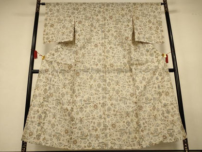 平和屋着物＊夏物　本場小千谷ちぢみ　幾何学文様　麻　逸品　AABL0825jd
