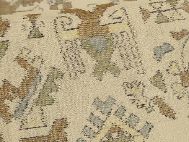 平和屋着物＊夏物　本場小千谷ちぢみ　幾何学文様　麻　逸品　AABL0825jd