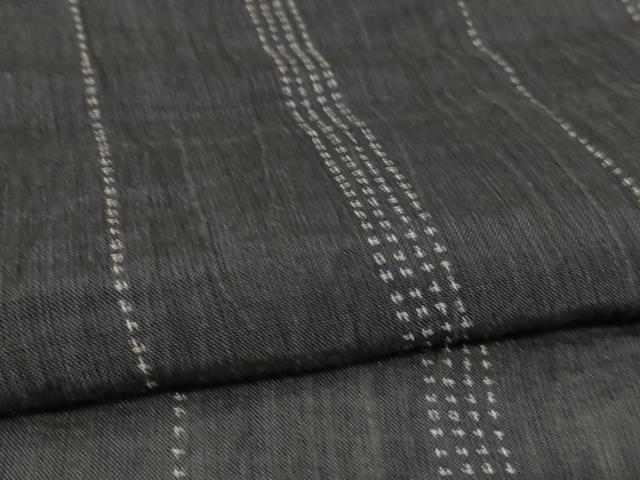 平和屋着物＊夏物　本場小千谷ちぢみ　間道　反端付き　麻　逸品　AABL0828jd
