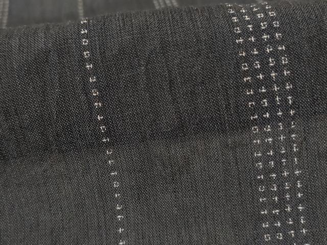 平和屋着物＊夏物　本場小千谷ちぢみ　間道　反端付き　麻　逸品　AABL0828jd