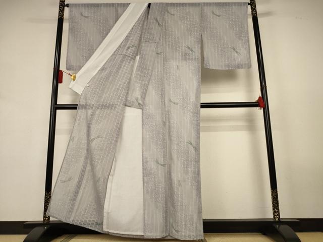 平和屋着物＊夏物　小紋　紗　流水文　勝虫　洗える着物　AABL0832jd