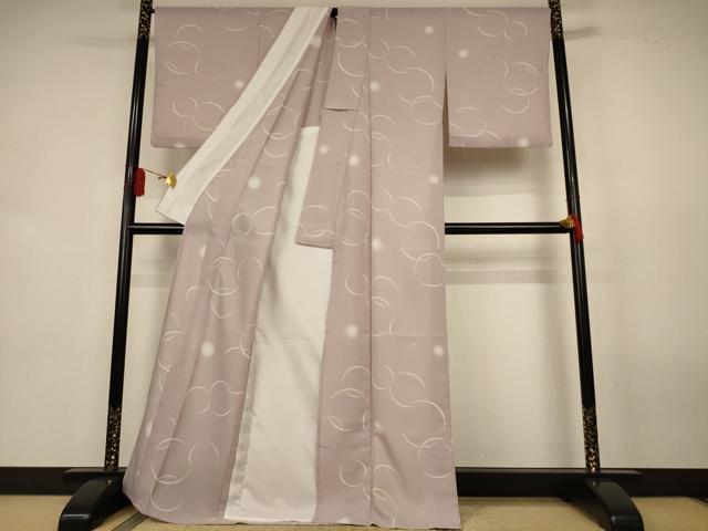 平和屋着物＊夏物　小紋　紗　丸文　蛍暈し　洗える着物　AABL0833jd