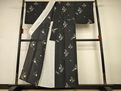 平和屋着物＊夏物　小紋　絽　草花文　蛍　蛍暈し　正絹　逸品　AABL0836jd