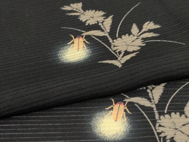 平和屋着物＊夏物　小紋　絽　草花文　蛍　蛍暈し　正絹　逸品　AABL0836jd