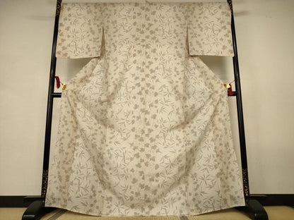 平和屋着物＊夏物　小紋　絽　蔦の葉文様　ロング丈　正絹　逸品　AABL0838jd