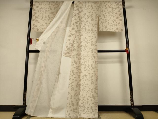 平和屋着物＊夏物　小紋　絽　蔦の葉文様　ロング丈　正絹　逸品　AABL0838jd