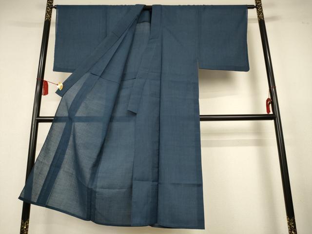 平和屋着物＊夏物　男性　小紋　紗　ちぢみ織　褐返色　洗える着物　AABL0841jd