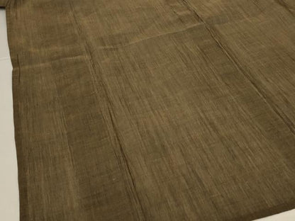 平和屋着物＊夏物　男性　本場小千谷ちぢみ　媚茶色　麻　逸品　AABL0842jd