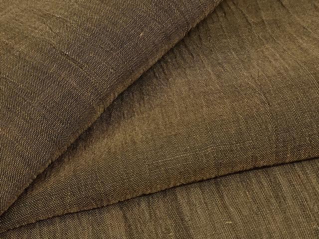平和屋着物＊夏物　男性　本場小千谷ちぢみ　媚茶色　麻　逸品　AABL0842jd
