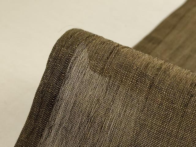 平和屋着物＊夏物　男性　本場小千谷ちぢみ　媚茶色　麻　逸品　AABL0842jd
