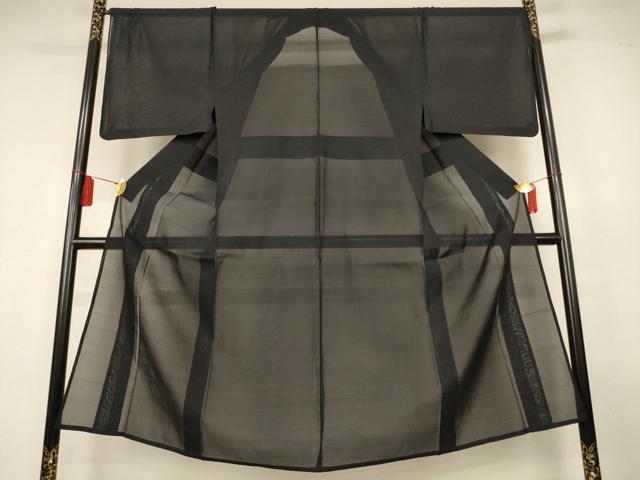 平和屋着物＊夏物　男性　本場大島紬　夏大島　紗　霞文　黒地　正絹　逸品　AABL0843jd