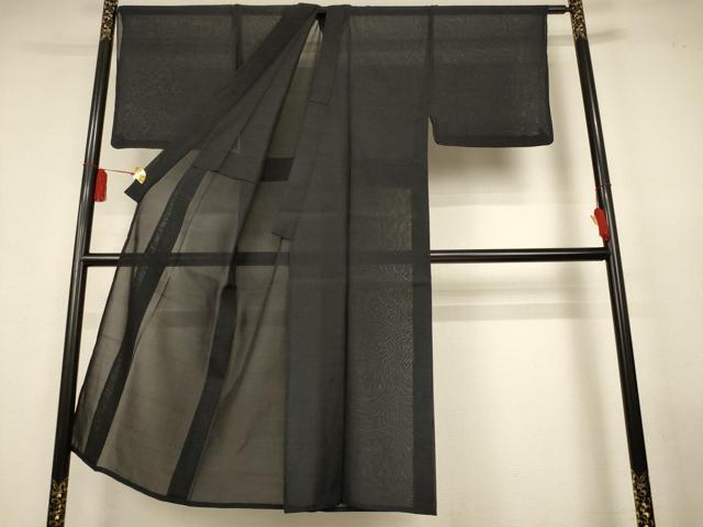 平和屋着物＊夏物　男性　本場大島紬　夏大島　紗　霞文　黒地　正絹　逸品　AABL0843jd