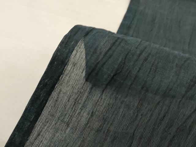 平和屋着物＊夏物　男性　本場小千谷ちぢみ　錆鉄御納戸色　麻　逸品　AABL0845jd