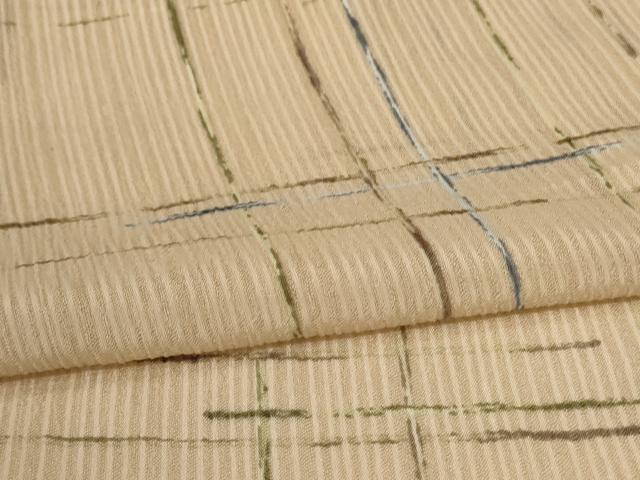 平和屋着物＊夏物　小紋　紋紗　格子　洗える着物　AABL0850jd