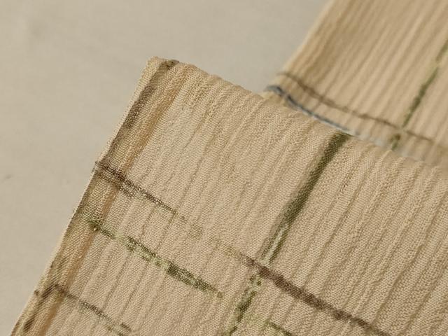 平和屋着物＊夏物　小紋　紋紗　格子　洗える着物　AABL0850jd