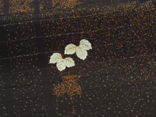 平和屋着物＊夏物　小紋　絽縮緬　蔦の葉文　洗える着物　AABL0851jd