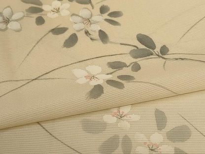 平和屋着物＊夏物　小紋　絽　手描き　芝花文　正絹　逸品　AABL0855jd