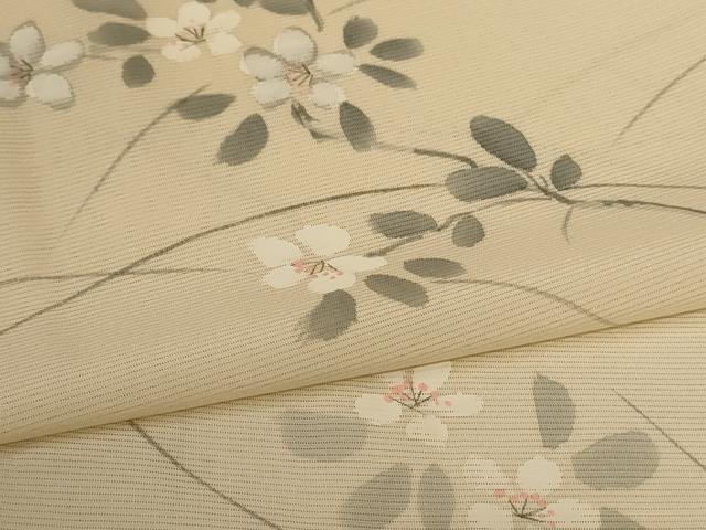 平和屋着物＊夏物　小紋　絽　手描き　芝花文　正絹　逸品　AABL0855jd