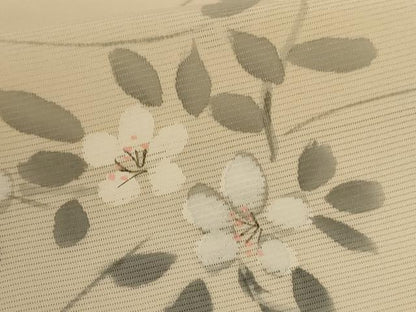 平和屋着物＊夏物　小紋　絽　手描き　芝花文　正絹　逸品　AABL0855jd
