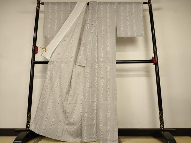 平和屋着物＊夏物　小紋　絽　間道　洗える着物　AABL0860jd