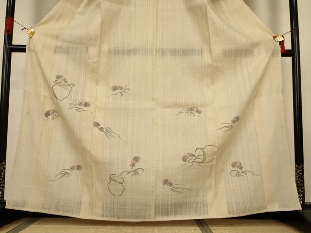 平和屋着物＊夏物　訪問着　生紬　紗　手描き　蛸　正絹　逸品　AABL0862jd