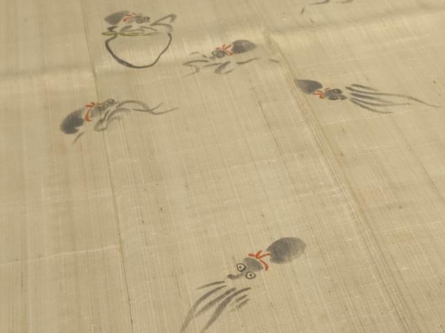 平和屋着物＊夏物　訪問着　生紬　紗　手描き　蛸　正絹　逸品　AABL0862jd