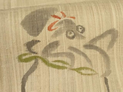 平和屋着物＊夏物　訪問着　生紬　紗　手描き　蛸　正絹　逸品　AABL0862jd