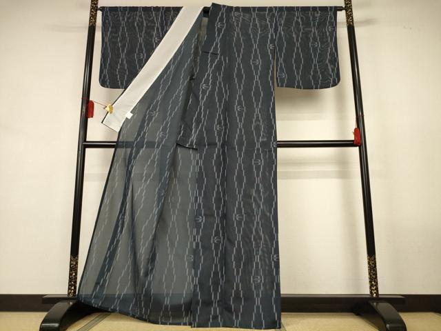 平和屋着物＊夏物　小紋　絽　琉球絣文　洗える着物　AABL0863jd