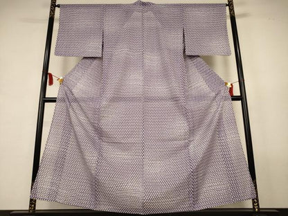 平和屋着物＊夏物　小紋　絽　幾何学文様　洗える着物　AABL0864jd