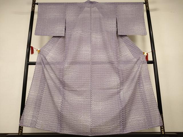 平和屋着物＊夏物　小紋　絽　幾何学文様　洗える着物　AABL0864jd