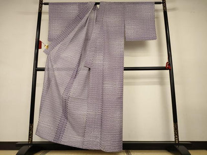 平和屋着物＊夏物　小紋　絽　幾何学文様　洗える着物　AABL0864jd