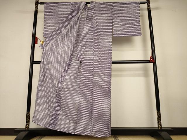 平和屋着物＊夏物　小紋　絽　幾何学文様　洗える着物　AABL0864jd