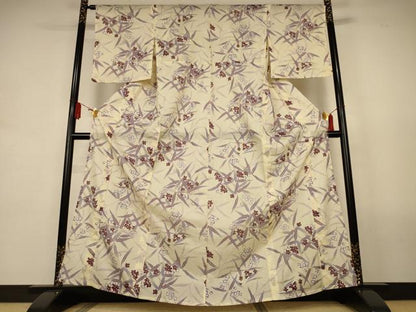 平和屋着物＊夏物　小紋　絽　草花文　洗える着物　AABL0866jd