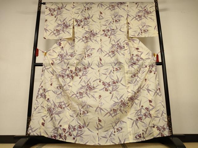 平和屋着物＊夏物　小紋　絽　草花文　洗える着物　AABL0866jd