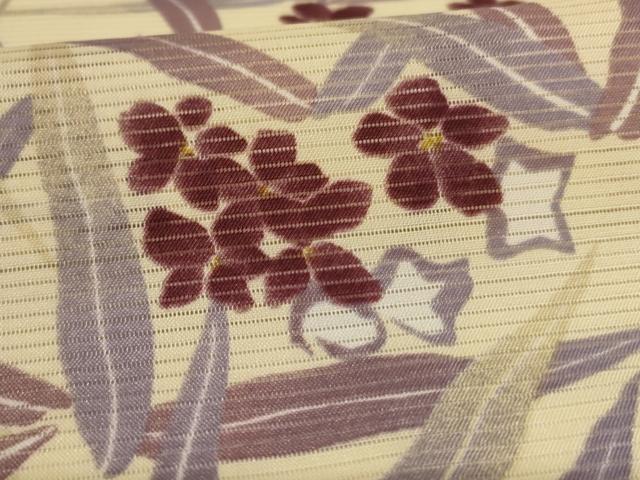 平和屋着物＊夏物　小紋　絽　草花文　洗える着物　AABL0866jd